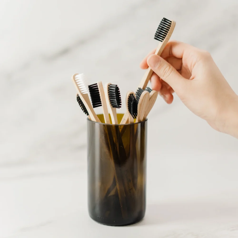 Natural Bamboo Toothbrush - Natural & Charcoal Bristles 6